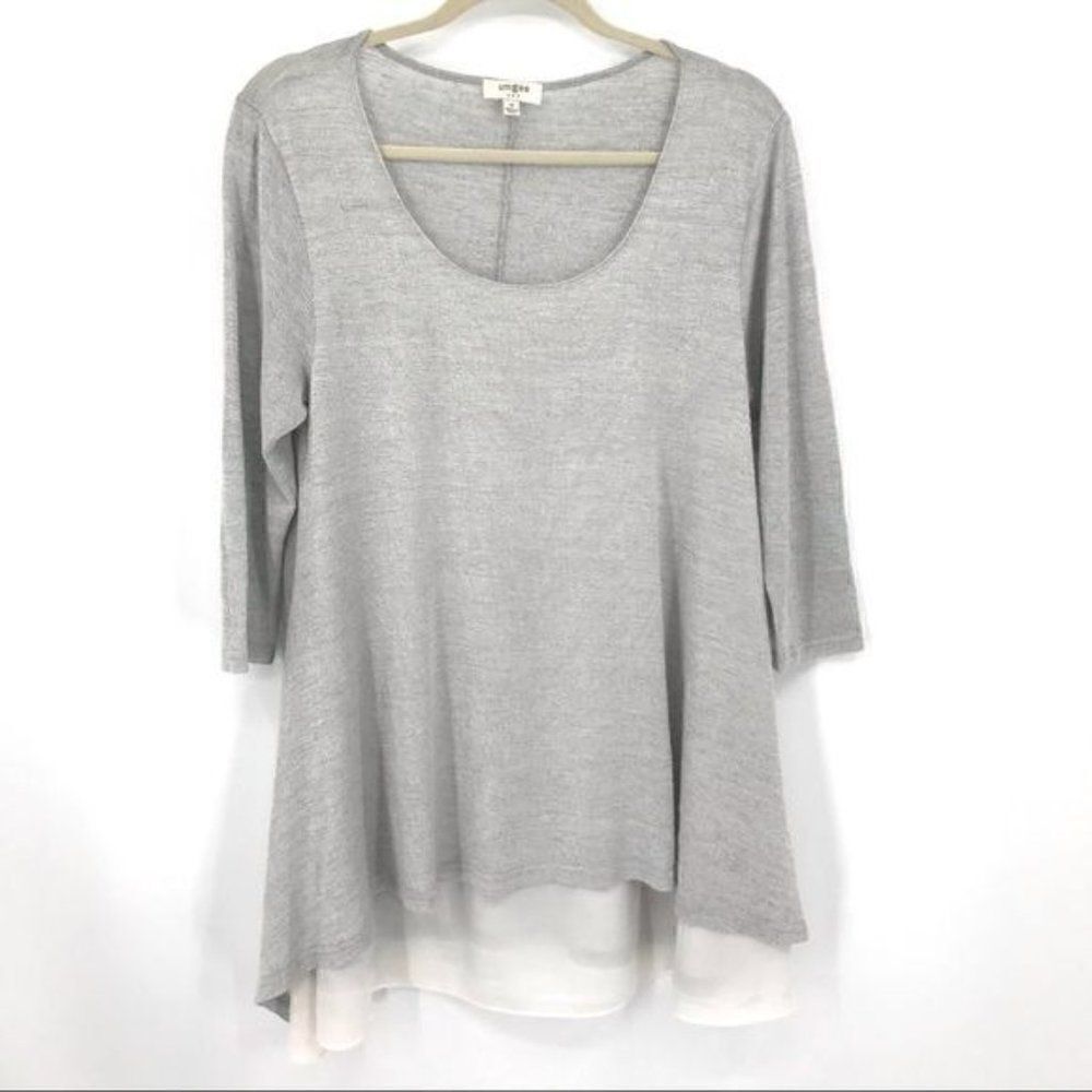Umgee grey asymmetrical layered hem soft tunic top grey women medium